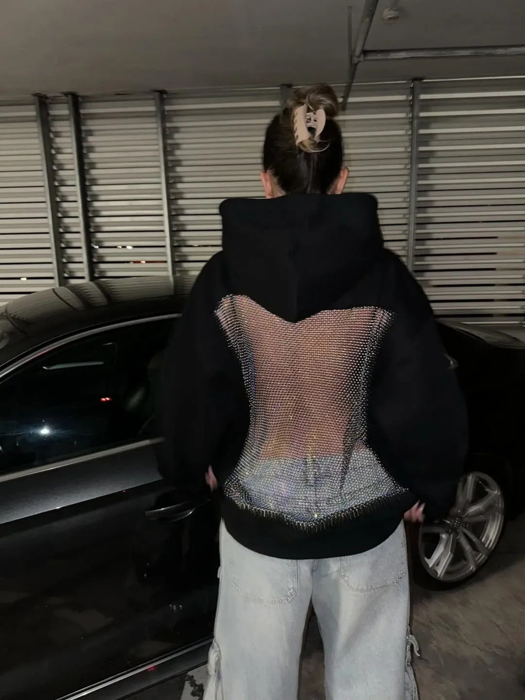 Backless Sheer Mesh Hoodie - Seldom Seen Styles