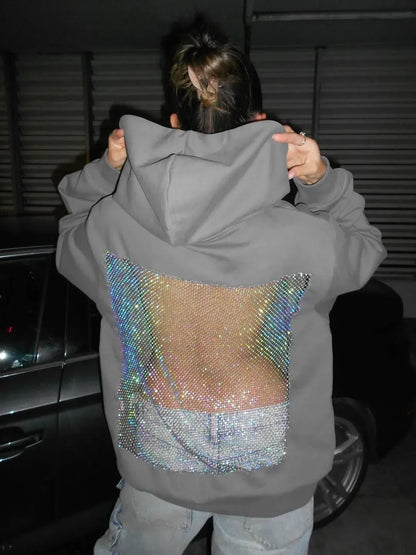 Haut à capuche sans dos en maille transparente
