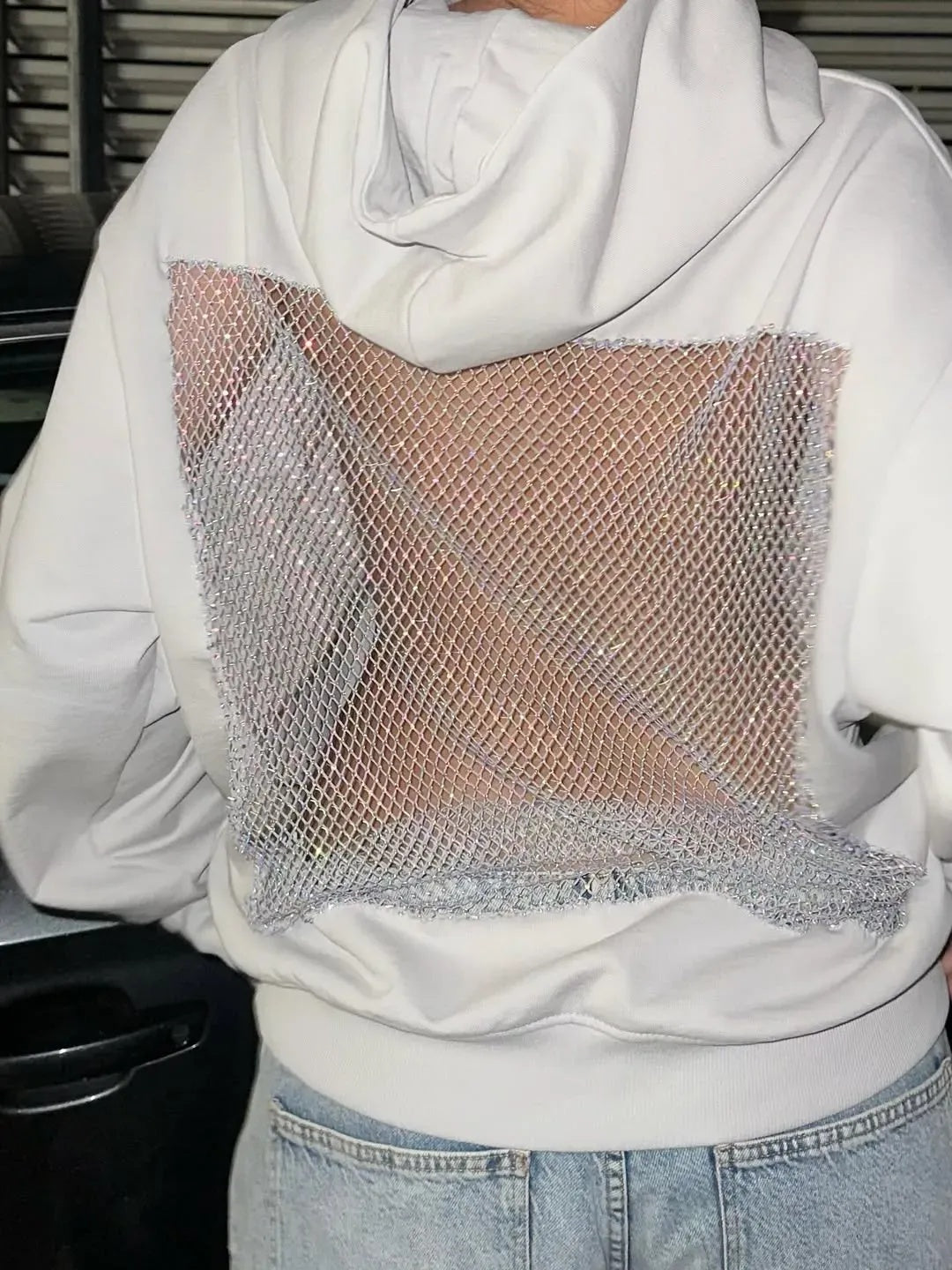 Backless Sheer Mesh Hoodie - Seldom Seen Styles