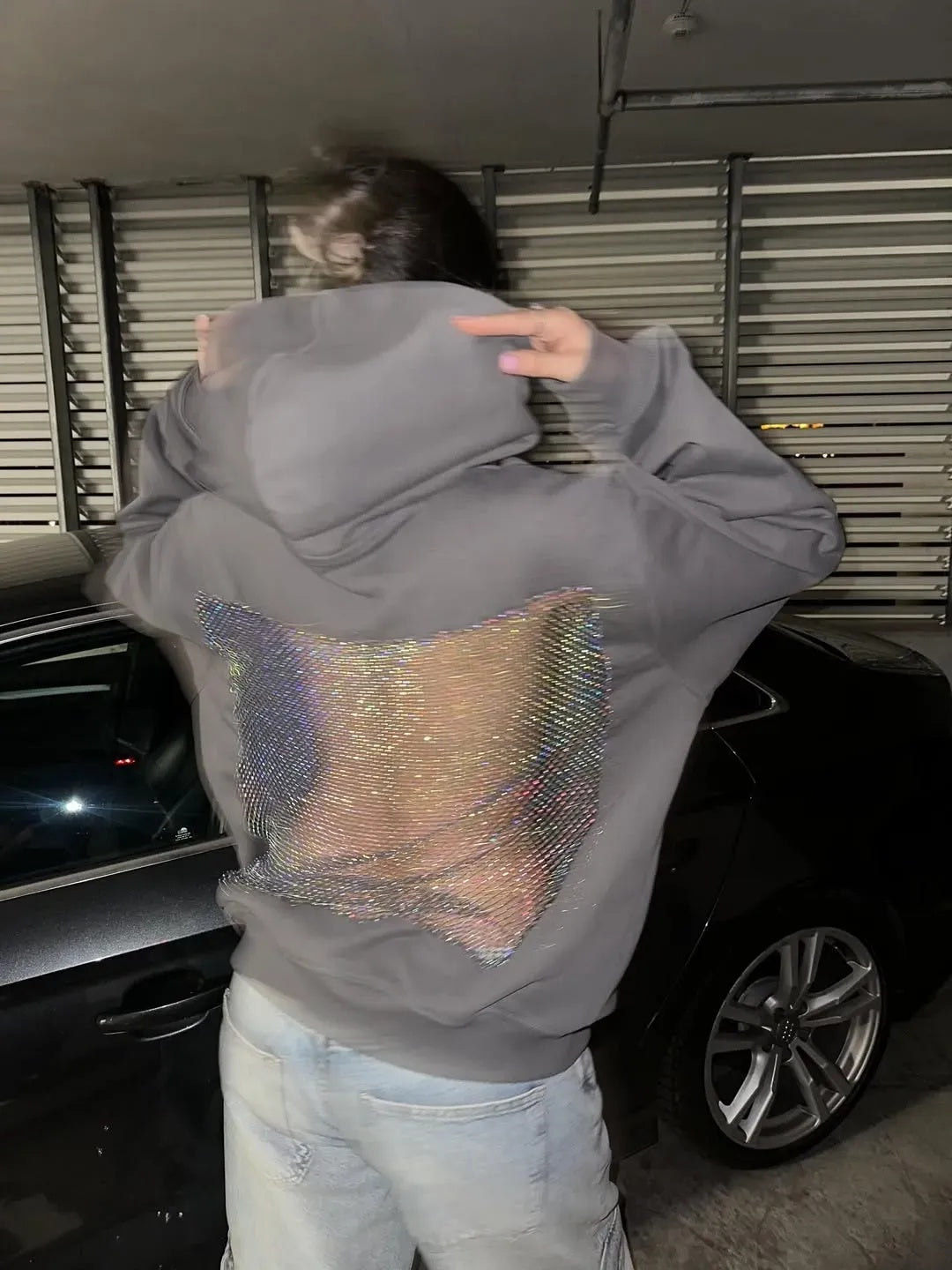 Backless Sheer Mesh Hoodie - Seldom Seen Styles