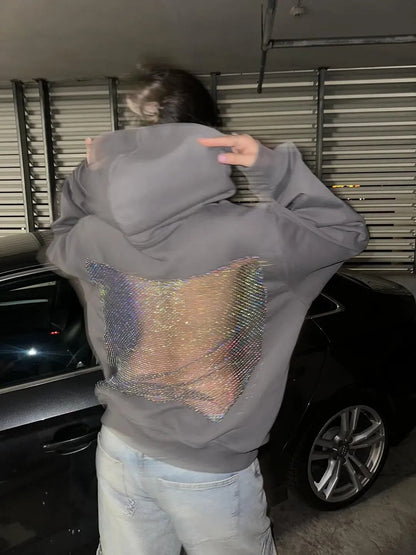Haut à capuche sans dos en maille transparente