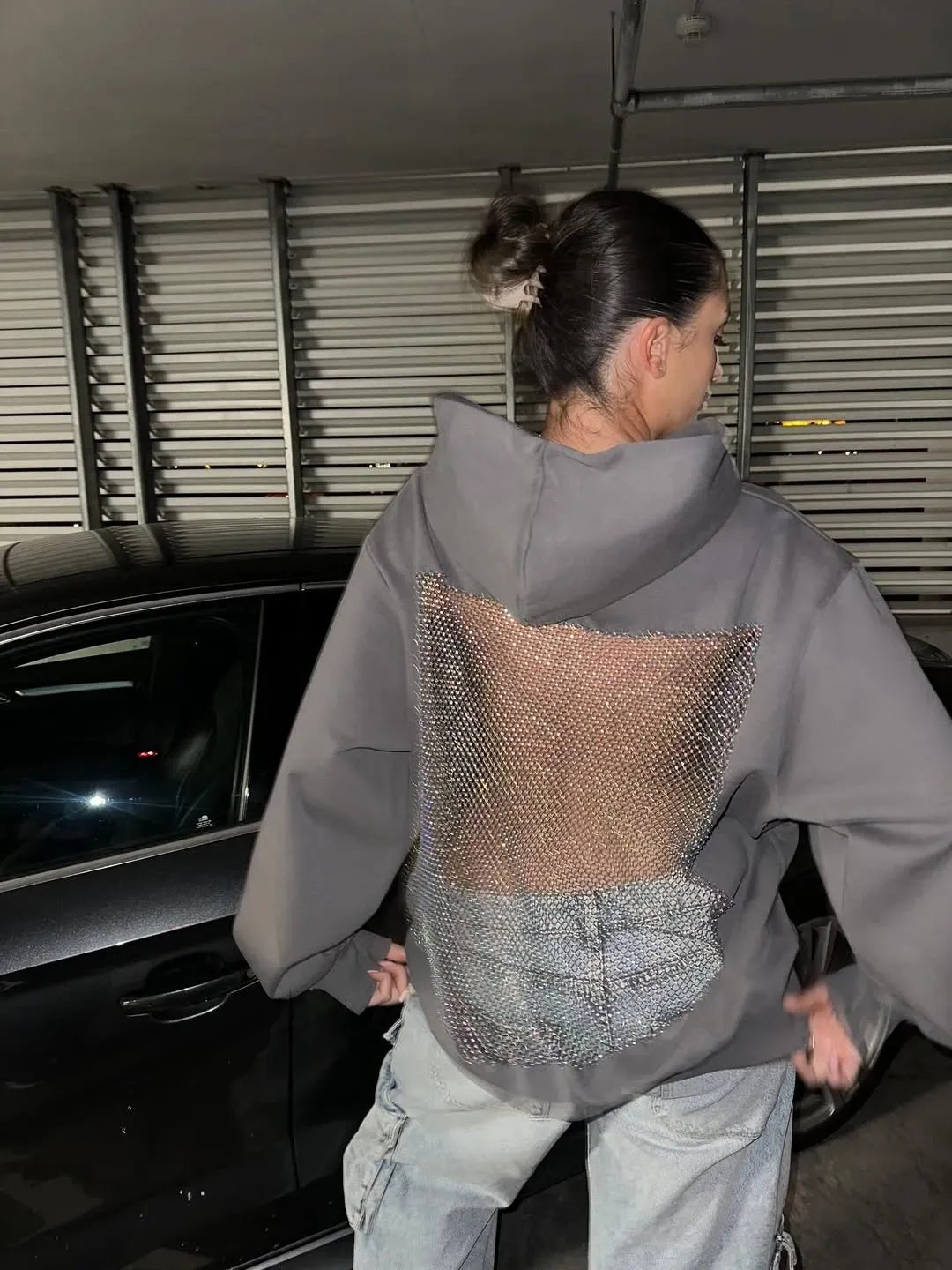 Backless Sheer Mesh Hoodie - Seldom Seen Styles