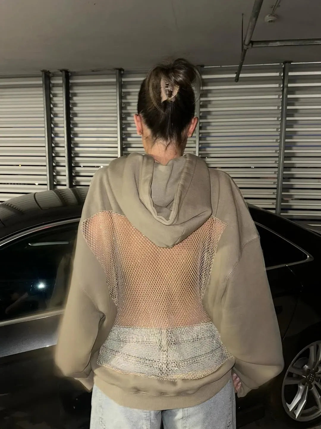 Backless Sheer Mesh Hoodie - Seldom Seen Styles