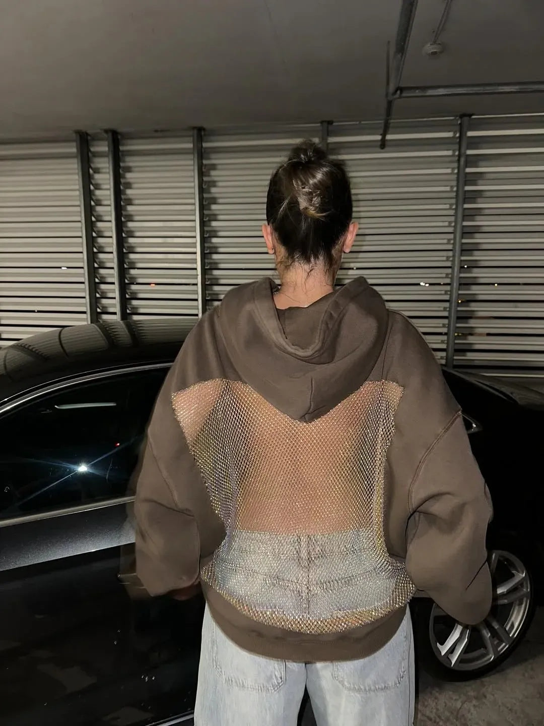 Backless Sheer Mesh Hoodie - Seldom Seen Styles