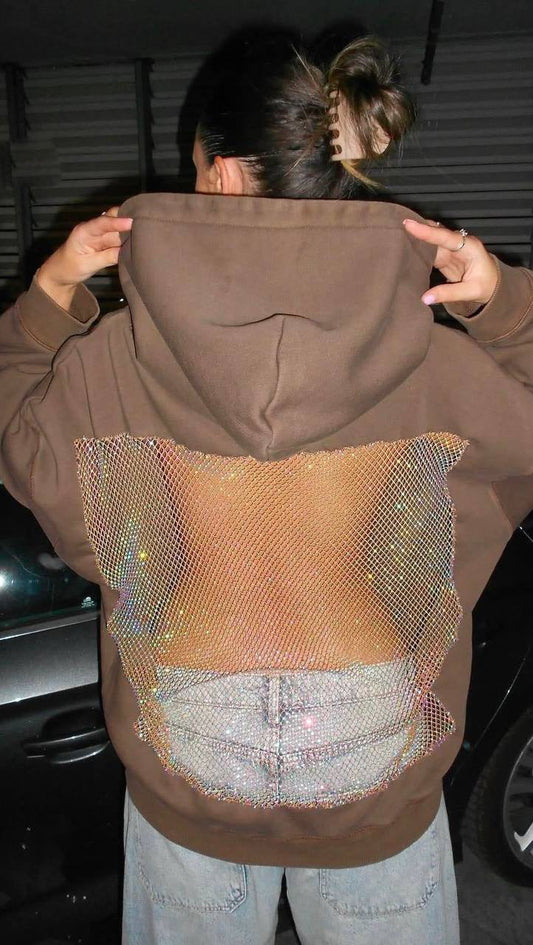 Backstage Crystal-Mesh Hoodie - Seldom Seen Styles
