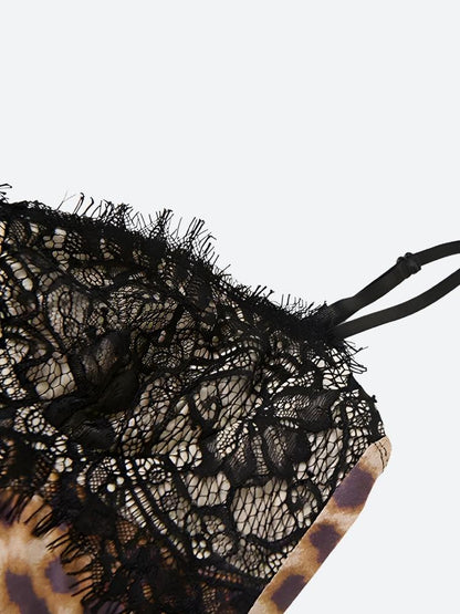 Baddie Leopard-Spitzen-Minikleid