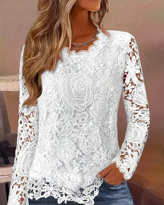 Basic Long Sleeve Lace Top - Seldom Seen Styles
