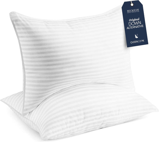 Beckham Hotel Collection Bed Pillows Standard/Queen Size Set of 2 - Original Soft Down Alternative Pillow for Sleeping - Soft Support for Back, Stomach or Side Sleepers - Seldom Seen Styles