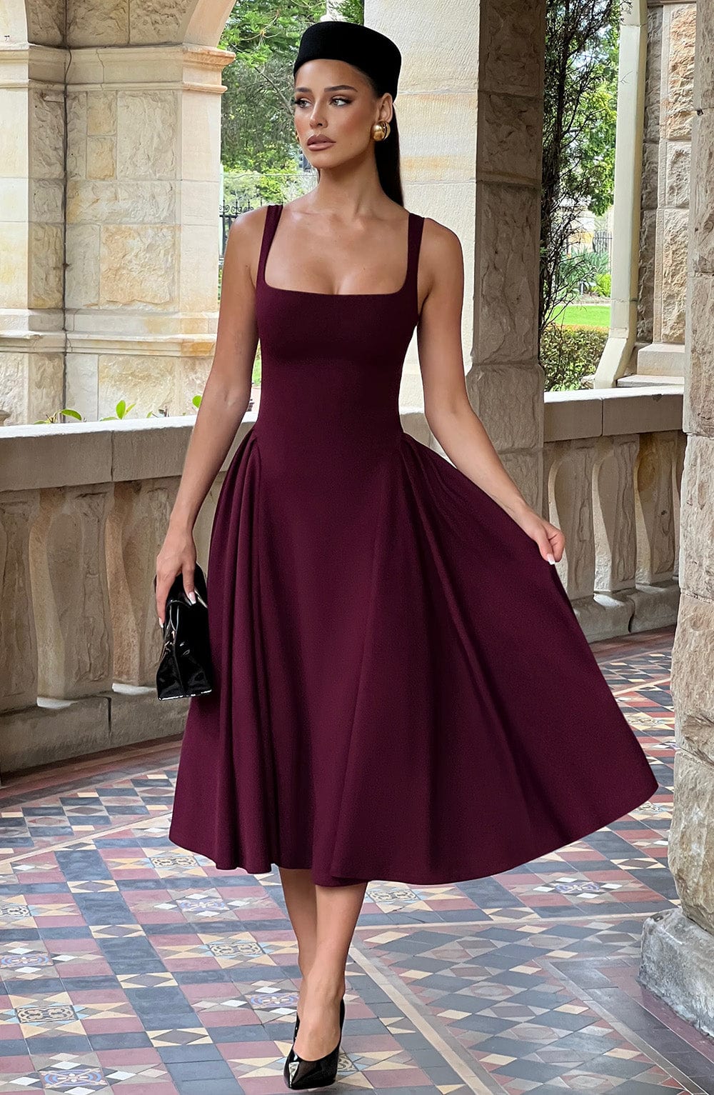 Betty Cherry Lacquer Midi Dress - Seldom Seen Styles