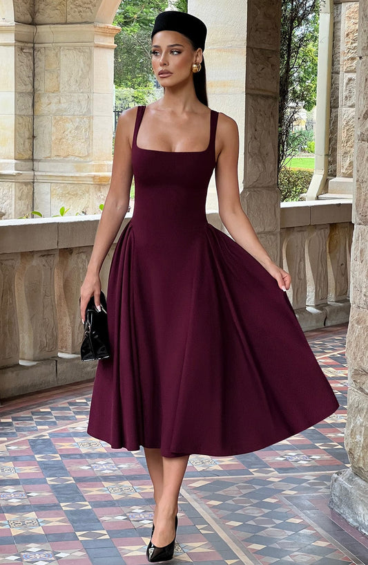 Betty Cherry Lacquer Midi Dress - Seldom Seen Styles