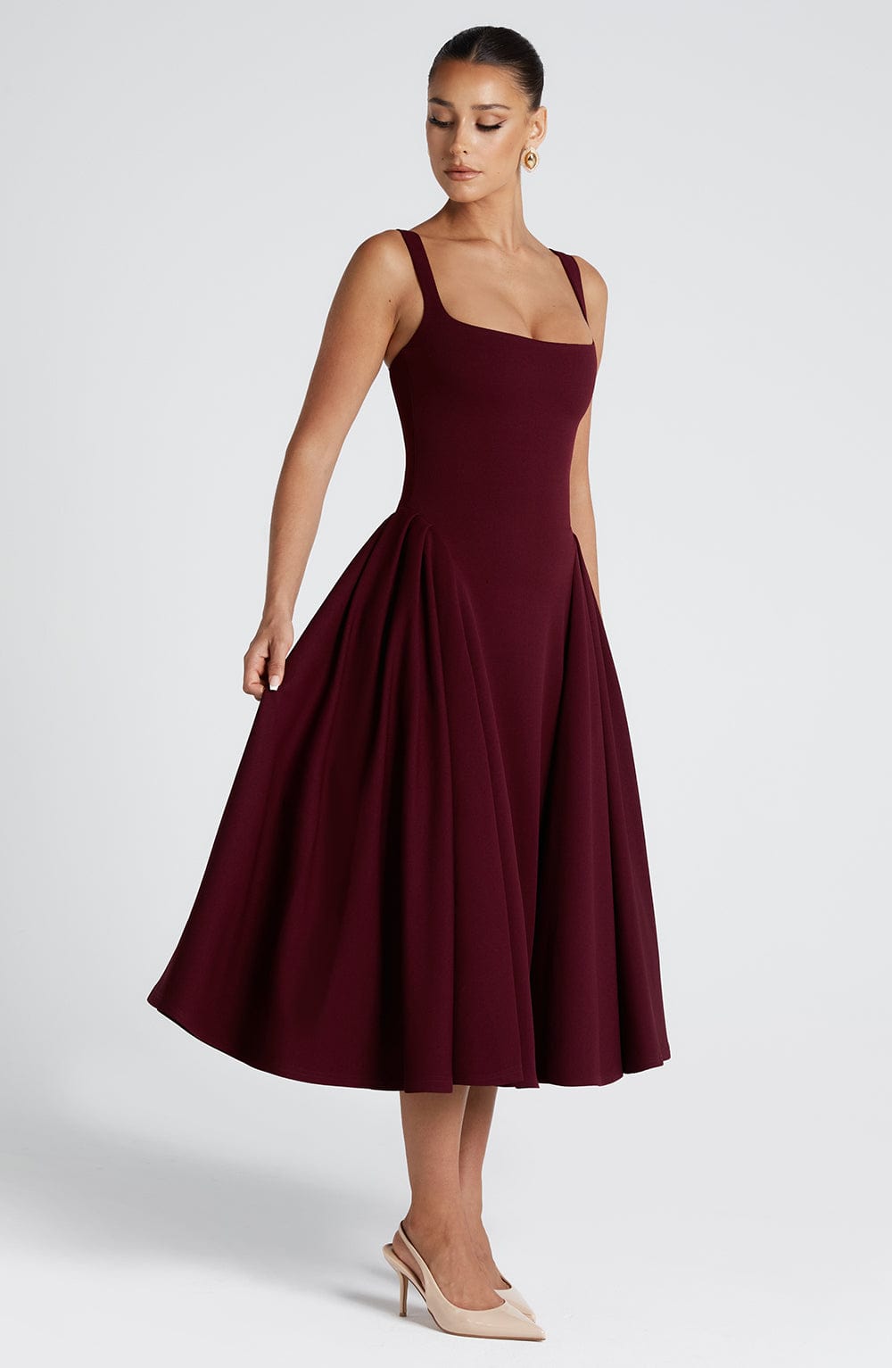 Betty Cherry Lacquer Midi Dress - Seldom Seen Styles