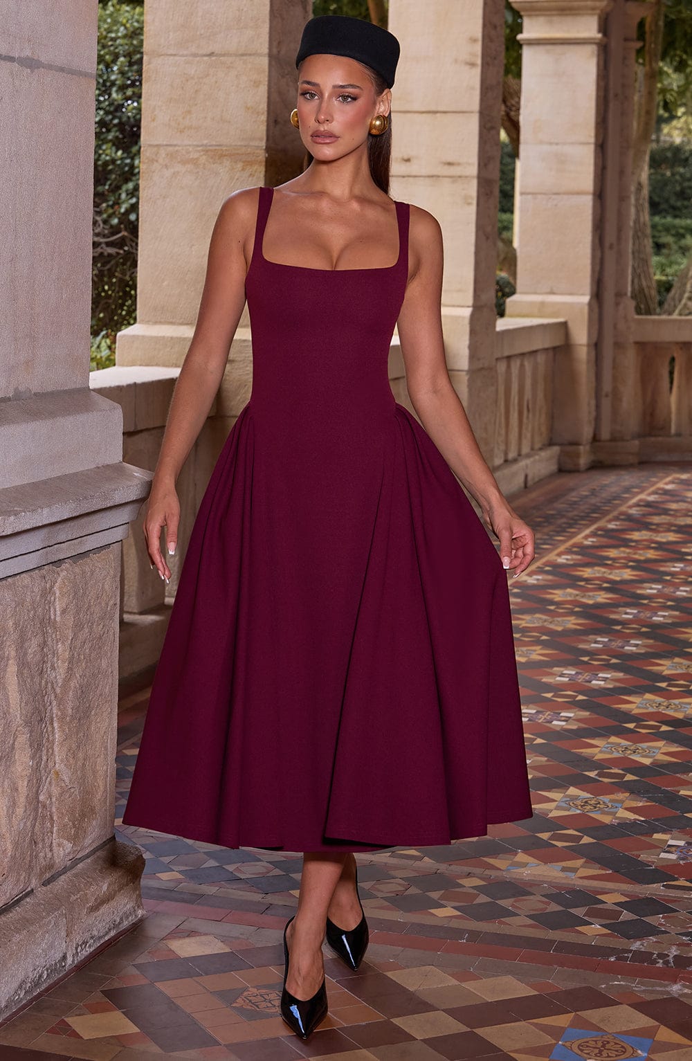 Betty Cherry Lacquer Midi Dress - Seldom Seen Styles