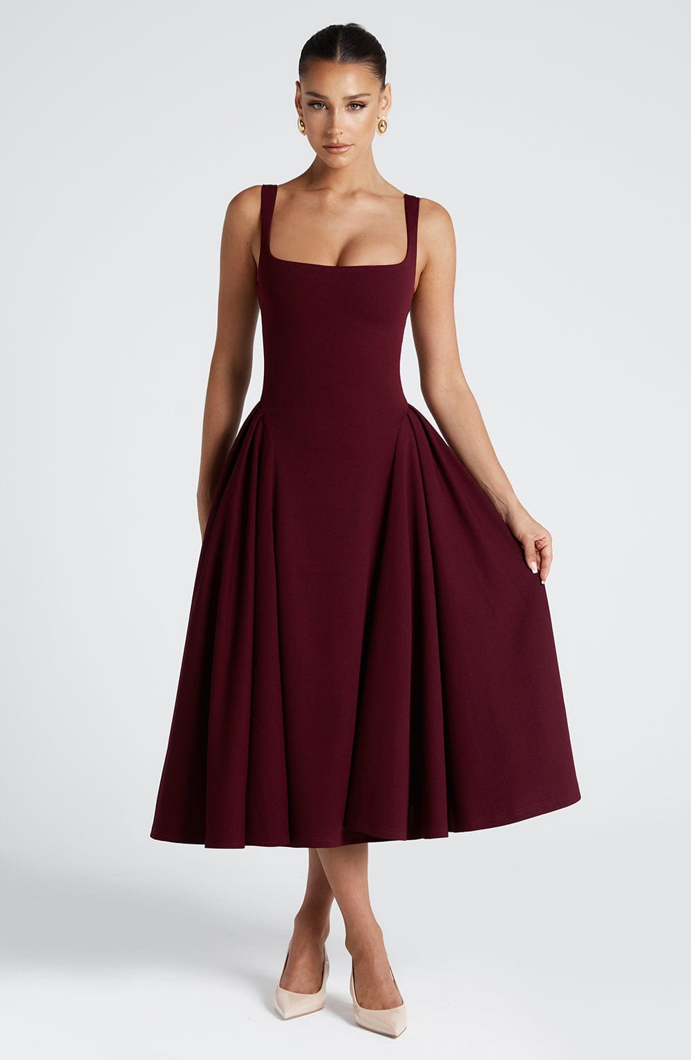 Betty Cherry Lacquer Midi Dress - Seldom Seen Styles