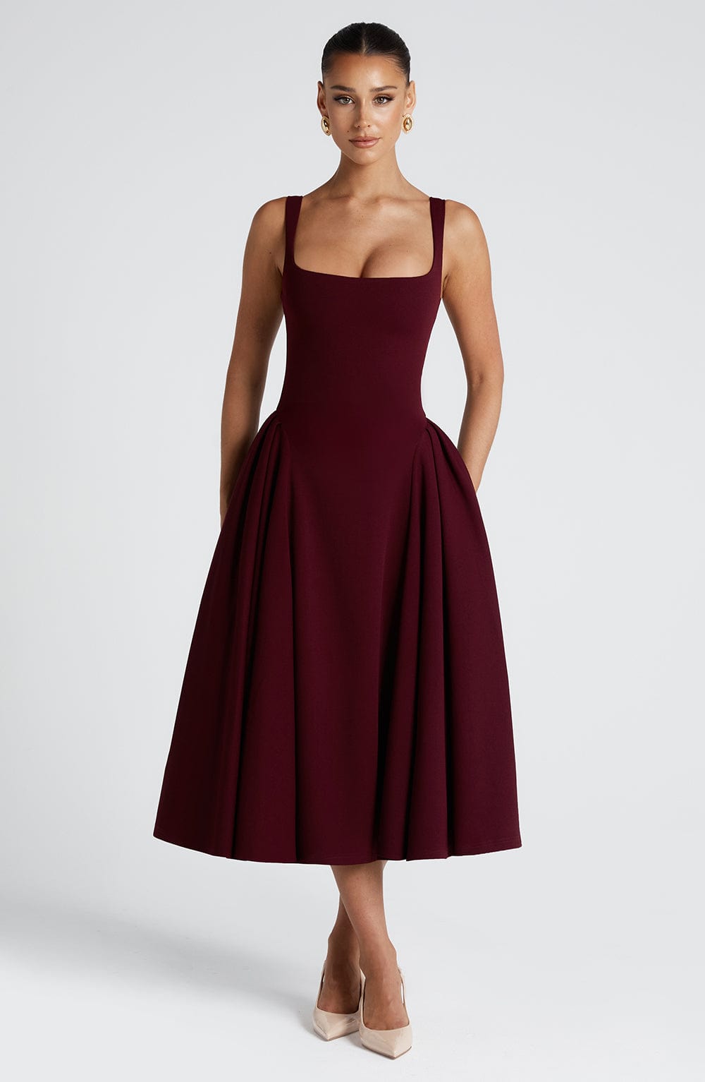 Betty Cherry Lacquer Midi Dress - Seldom Seen Styles