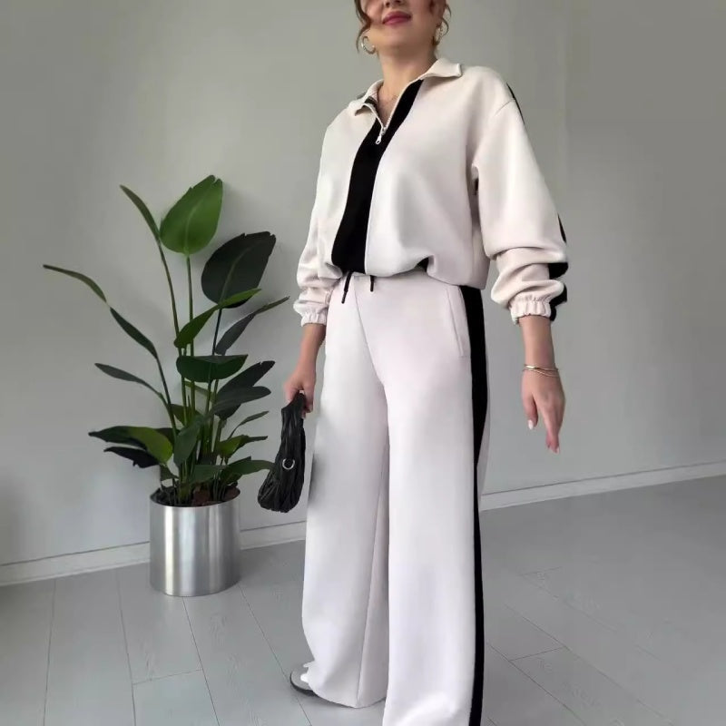 🔥🖤Black Friday Sale:50% OFF🔥Women’s Zipper Lapel Tops ＆ Pants 2-Piece Set - Seldom Seen Styles