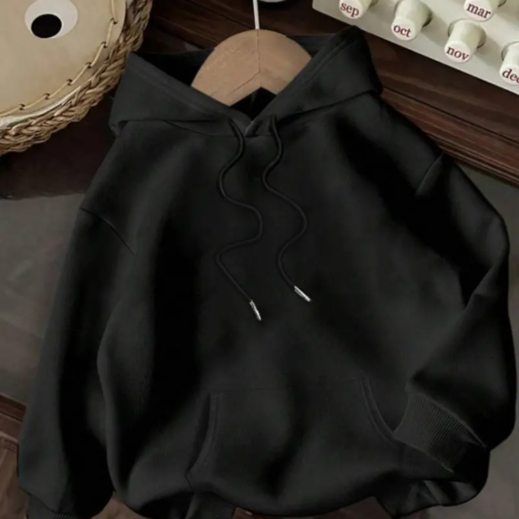 Black and Silver Rhinestone Angel Wings Long Sleeve Hooded Zipper Sweater Black - Seldom Seen Styles