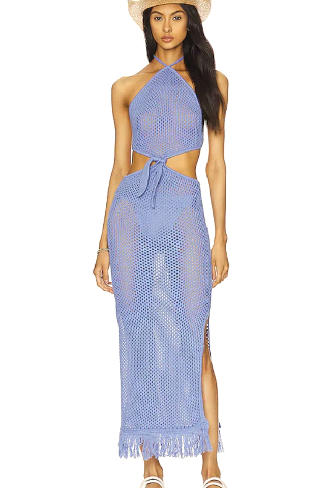 Blue Jean Crochet Fringe Maxi Dress - Seldom Seen Styles