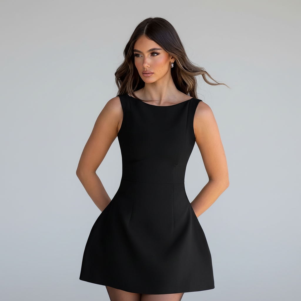 Boat Neck A-Line Mini Dress - Seldom Seen Styles