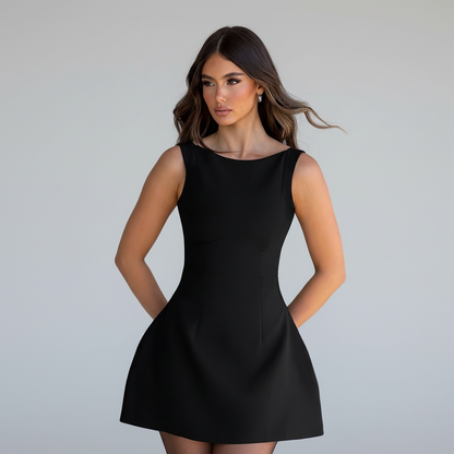Boat Neck A-Line Mini Dress