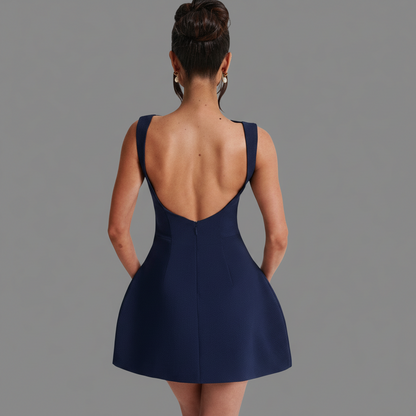 Boat Neck A-Line Mini Dress