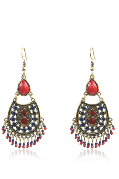 Tropfenförmige Vintage-Ohrringe im Bohemian-Stil mit langen Quasten