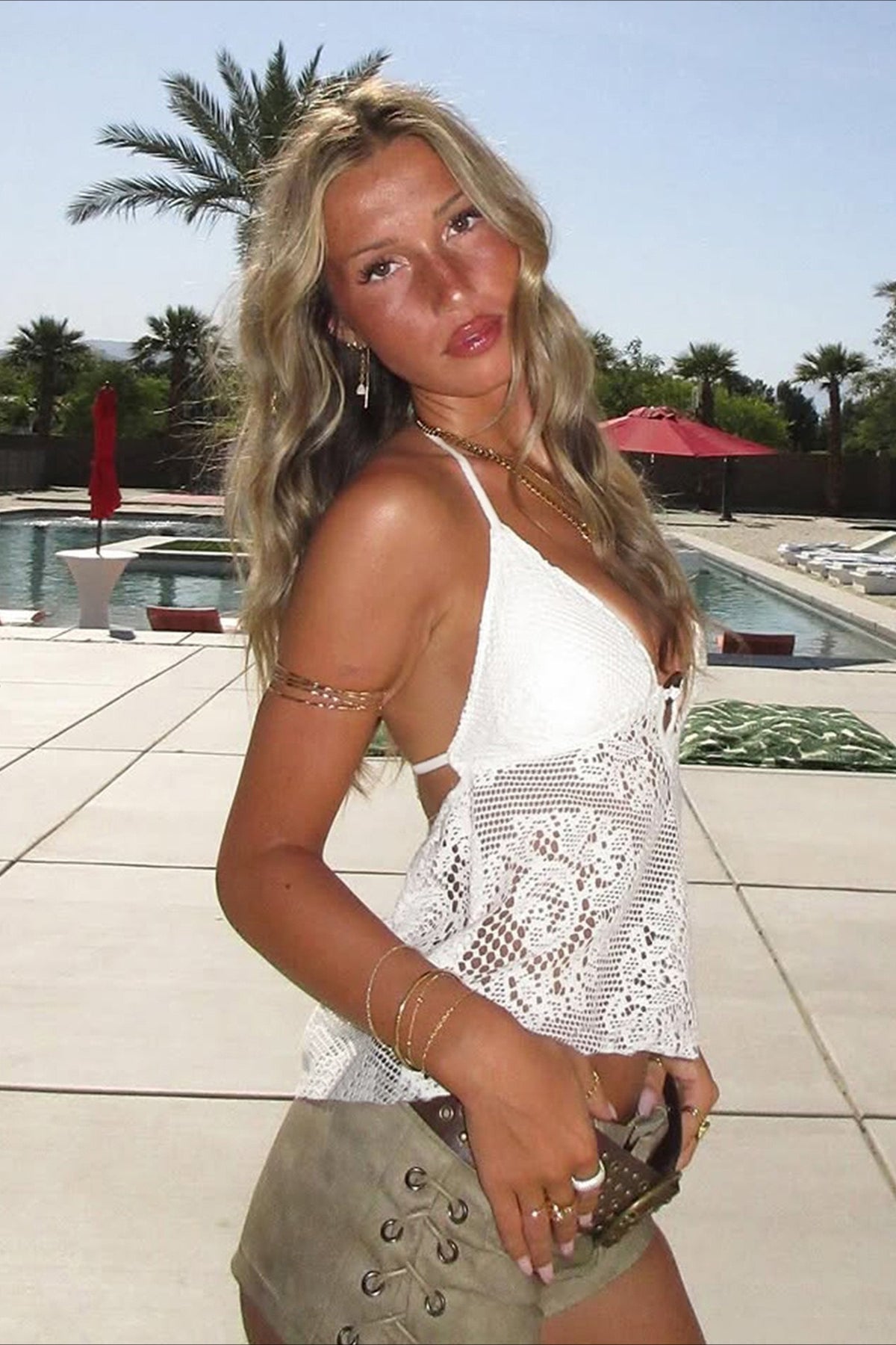 Boho Cutout Sexy V Neck Lace Halter Top - Seldom Seen Styles