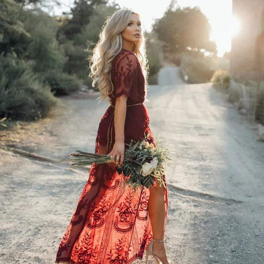 Boho Lace Tulle Maxi Dress - Seldom Seen Styles