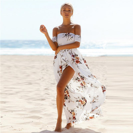 Boho Off-Shoulder Floral Maxi Sundress - Seldom Seen Styles
