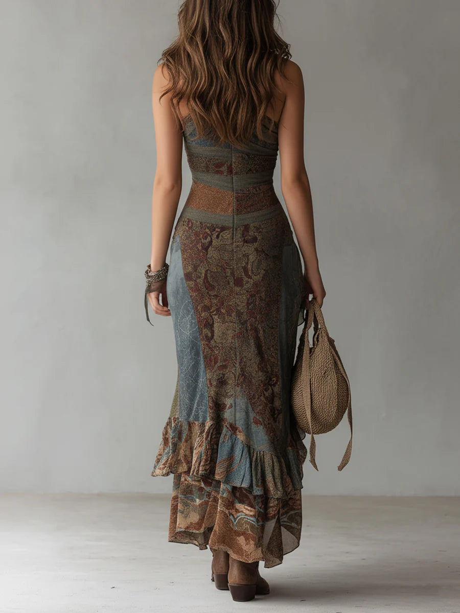 Boho One Shoulder Maxi Dress Women Asymmetrical High Slit Flowy Summer Beach Dress - Seldom Seen Styles