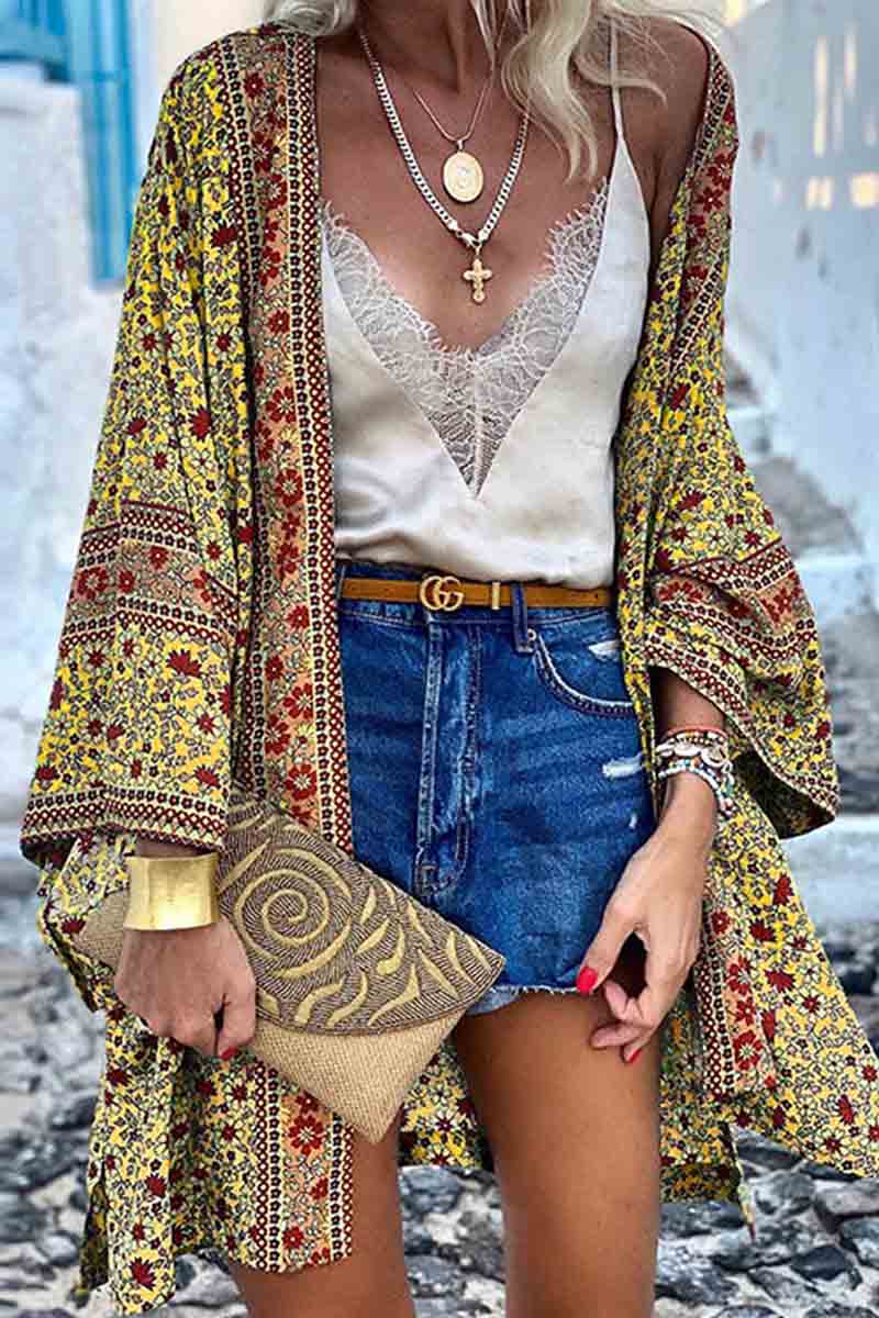 Boho Print Loose Cardigan - Seldom Seen Styles