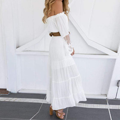 Boho Sexy Spitzen-Strand-Maxi-Langkleid