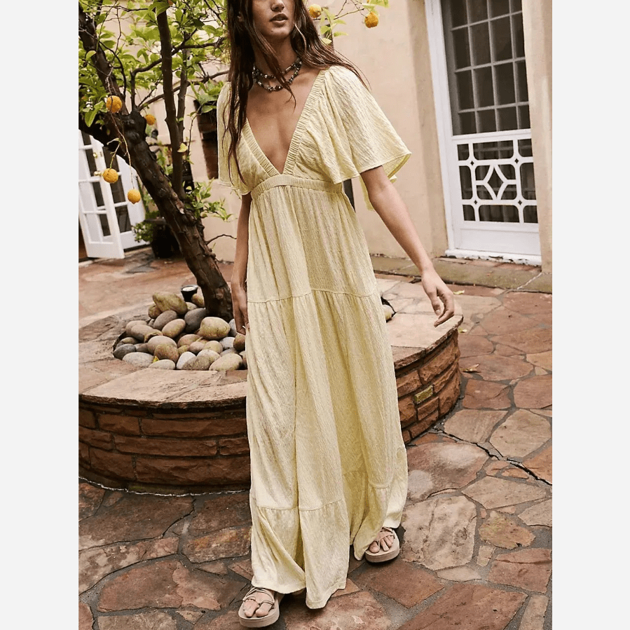 Boho V-Neck Backless Dress - Seldom Seen Styles