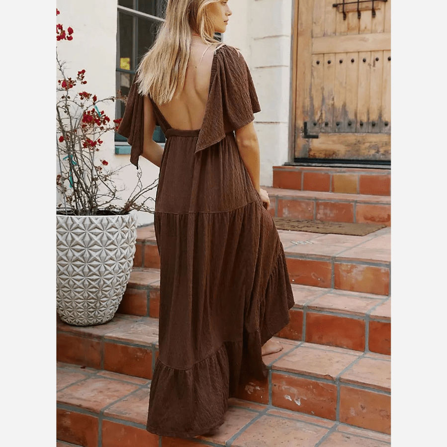 Boho V-Neck Backless Dress - Seldom Seen Styles
