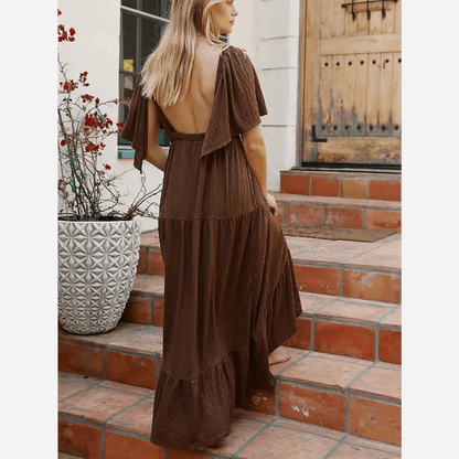Rückenfreies Boho-Kleid mit V-Ausschnitt