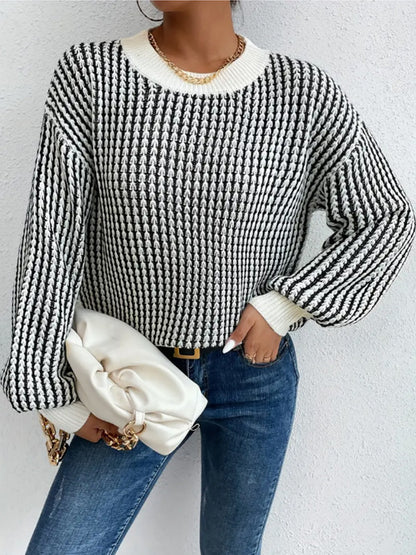 Boxy Crew Neck Stripe Sweater