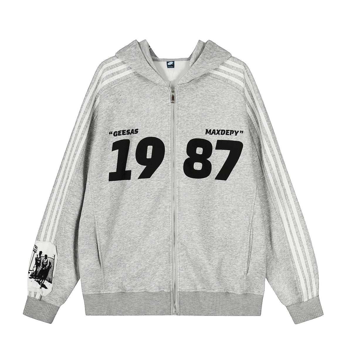 Breathable Hip Hop Stylish Printed Hooded Sweatshirt Color:Gray - Seldom Seen Styles