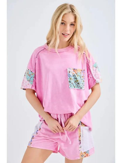 Ensemble chemise à col et short pour femme