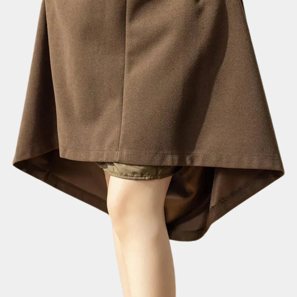 Women's High Waist Pleated A-Line Maxi Skirt with Belt