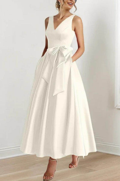V Neck Sleeveless Ankle-Length Mother Of The Bride Dresses CM0331
