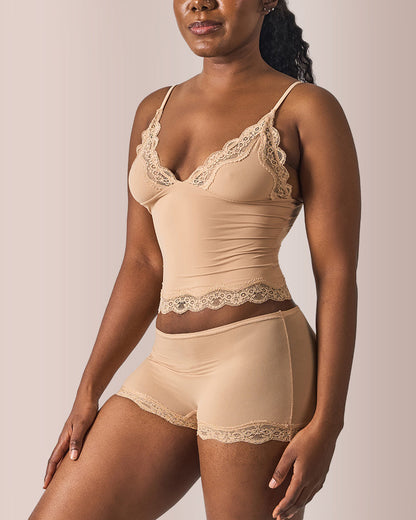 Lace Trim Cami And Short Set