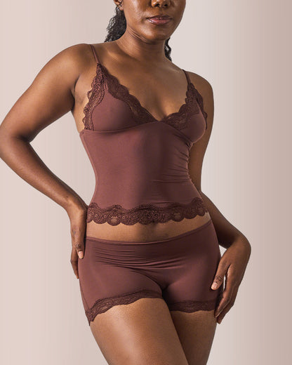 Lace Trim Cami And Short Set