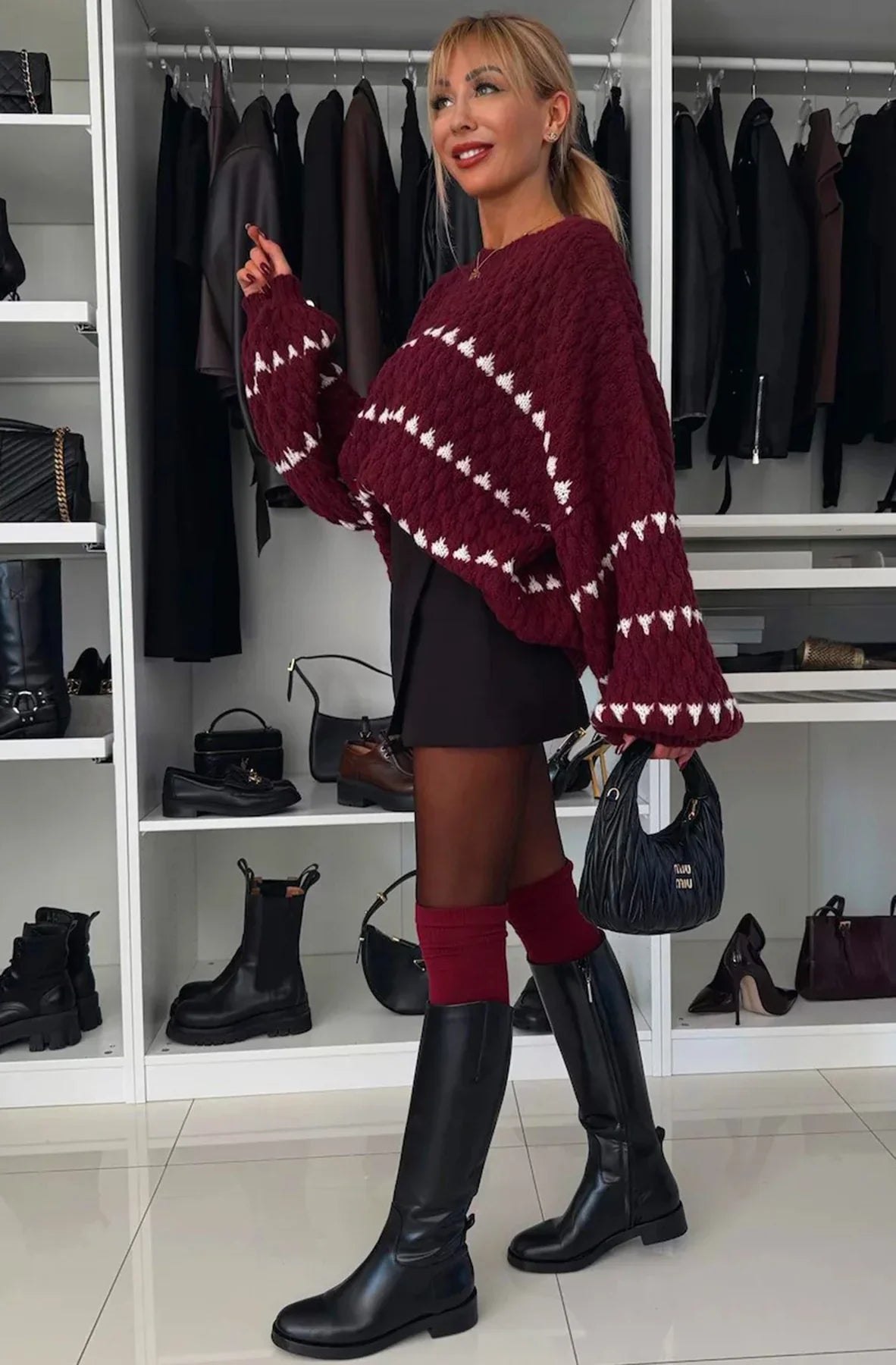 Cable striped crew neck pullover - Seldom Seen Styles