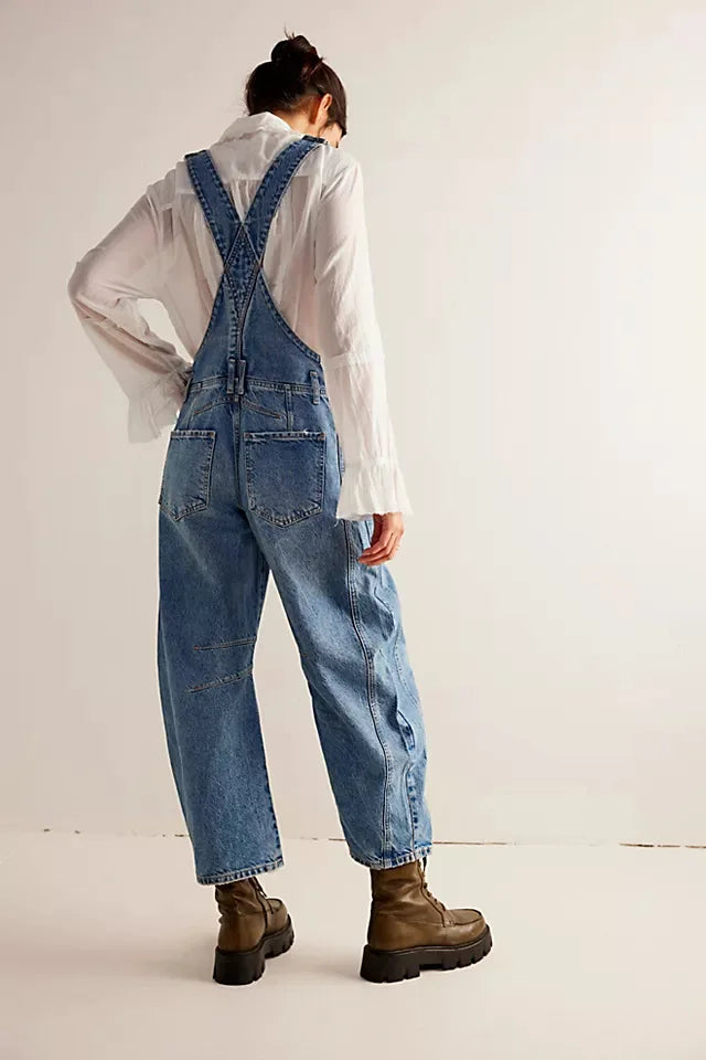 Calvia Wide-Leg Denim Overalls Causal Pant - Seldom Seen Styles