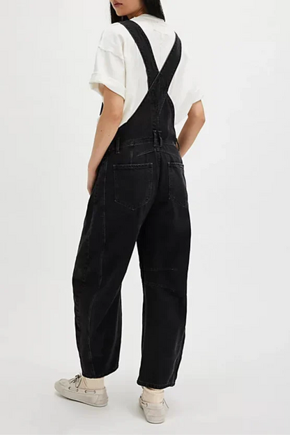Calvia Wide-Leg Denim Overalls Causal Pant