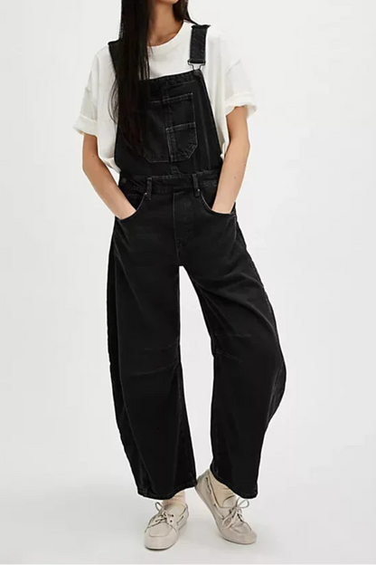 Calvia Wide-Leg Denim Overalls Causal Pant