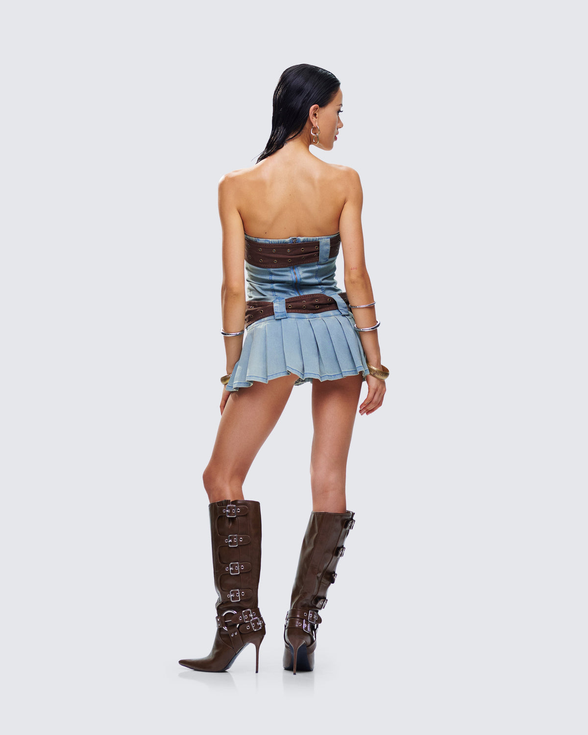 Cambry Blue Pleated Denim Dress - Seldom Seen Styles
