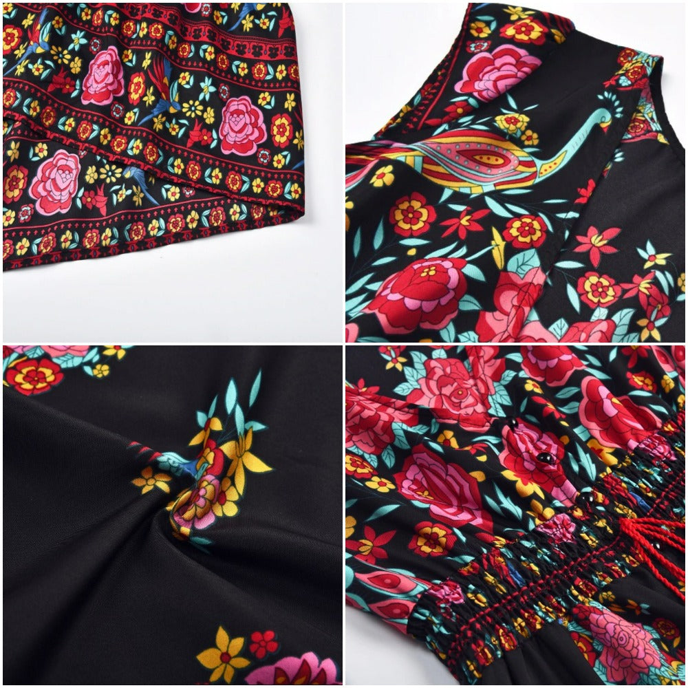 Camellia™ - V Neck Floral Summer Bohemian Dress - Seldom Seen Styles