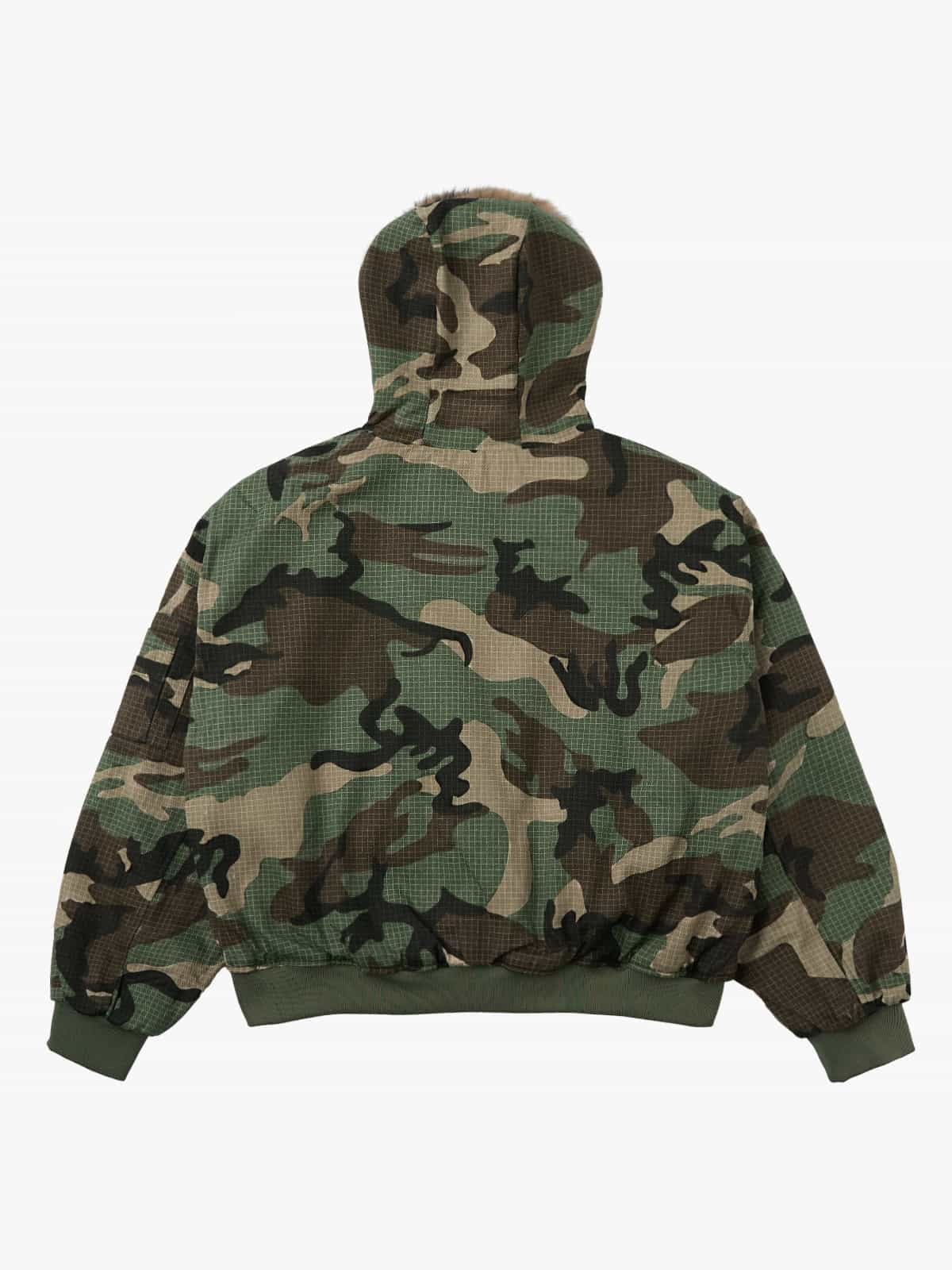 Camouflage Fur Collar Reversible Cotton Jacket - 2499 - Seldom Seen Styles