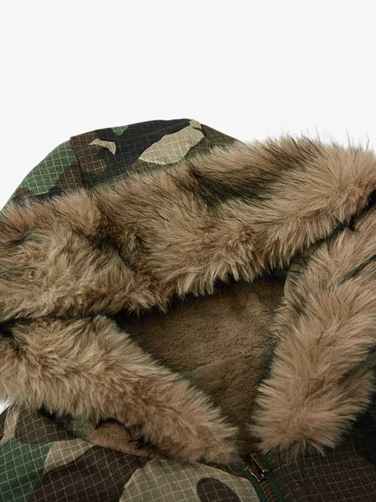 Camouflage Fur Collar Reversible Cotton Jacket - 2499 - Seldom Seen Styles