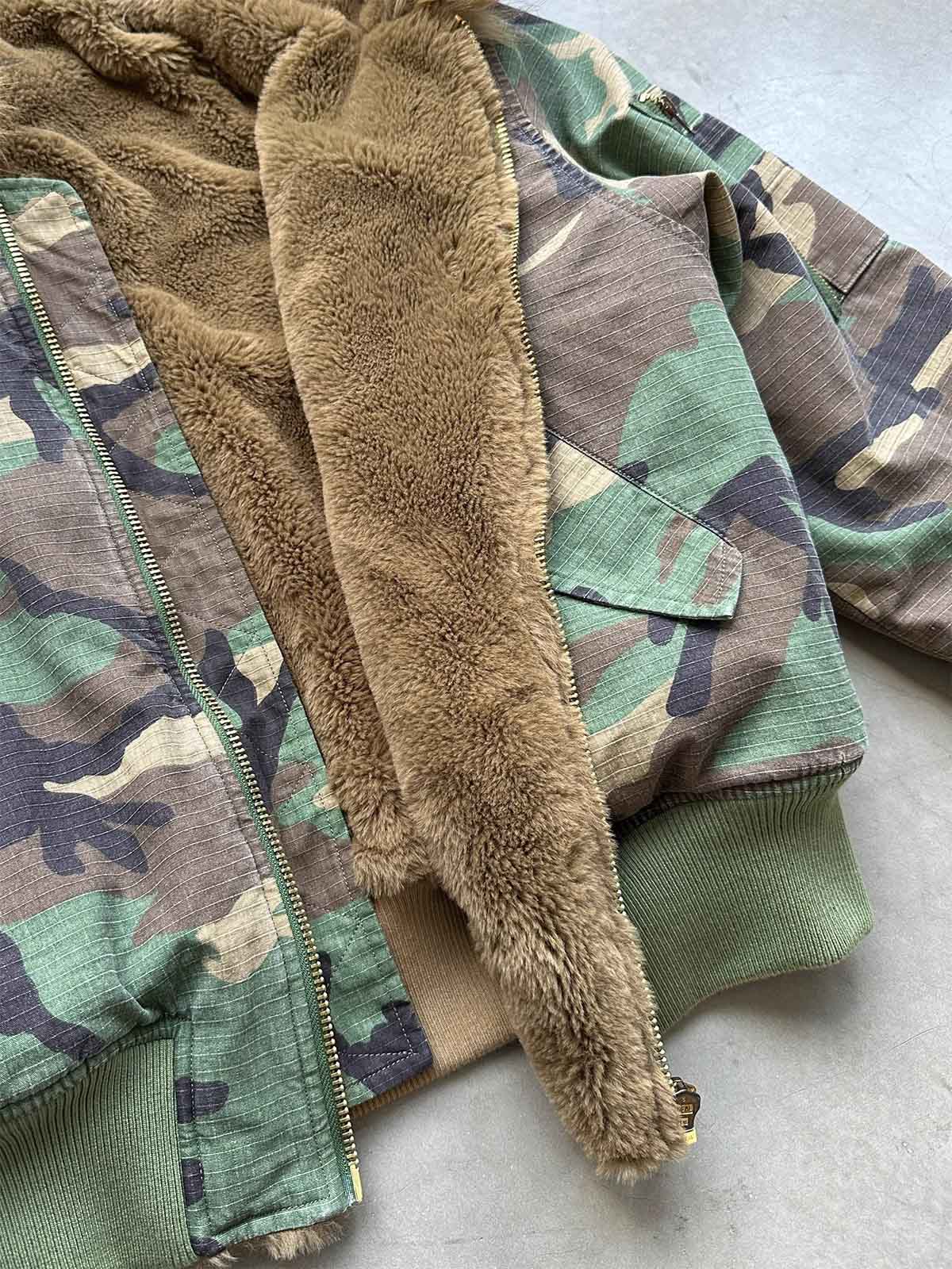 Camouflage Fur Collar Reversible Cotton Jacket - 2499 - Seldom Seen Styles